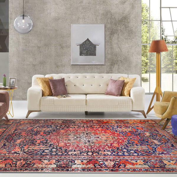 5' X 8' Brown Medallion Stain Resistant Area Rug