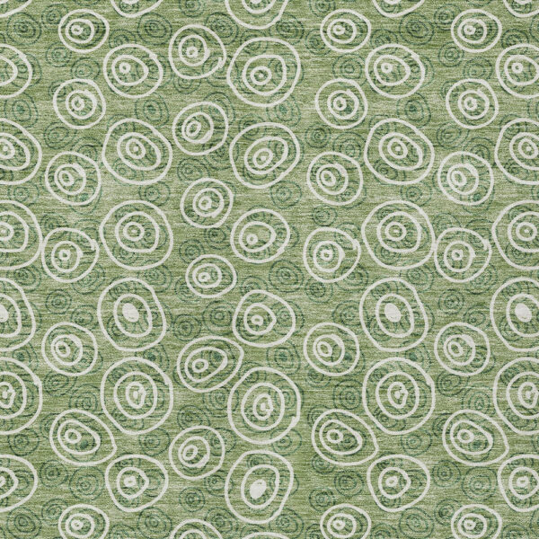 3' X 5' Green And Ivory Geometric Washable Indoor Outdoor Area Rug