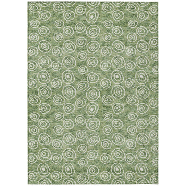3' X 5' Green And Ivory Geometric Washable Indoor Outdoor Area Rug
