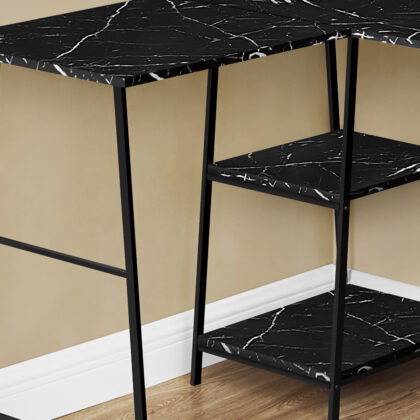 42" Black and White Wood and Metal Corner Trestle Computer Desk