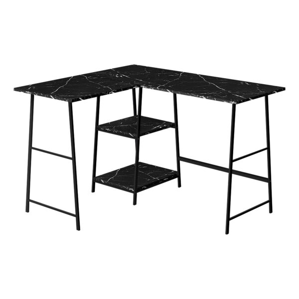 42" Black and White Wood and Metal Corner Trestle Computer Desk