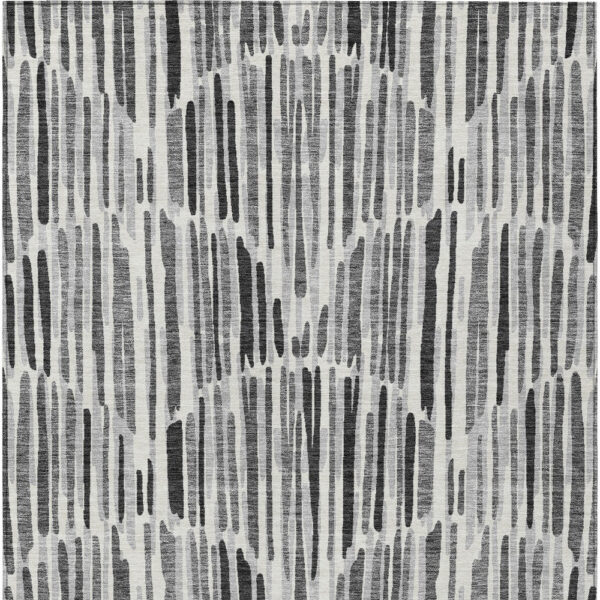 3' X 5' Gray Ivory And Charcoal Abstract Washable Indoor Outdoor Area Rug