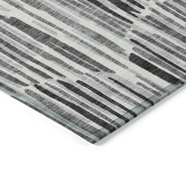 3' X 5' Gray Ivory And Charcoal Abstract Washable Indoor Outdoor Area Rug