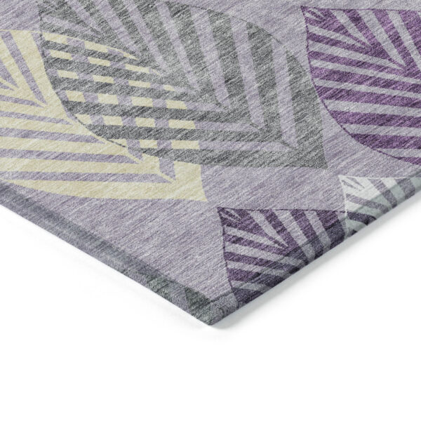 8' Purple Lavender And Beige Round Floral Washable Indoor Outdoor Area Rug