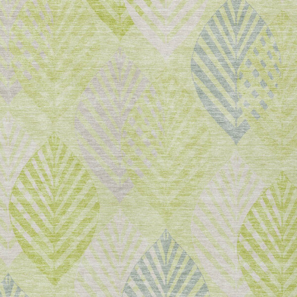 10' X 14' Artichoke Green Green And Ivory Floral Washable Indoor Outdoor Area Rug