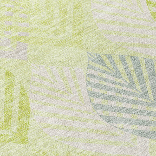 10' X 14' Artichoke Green Green And Ivory Floral Washable Indoor Outdoor Area Rug
