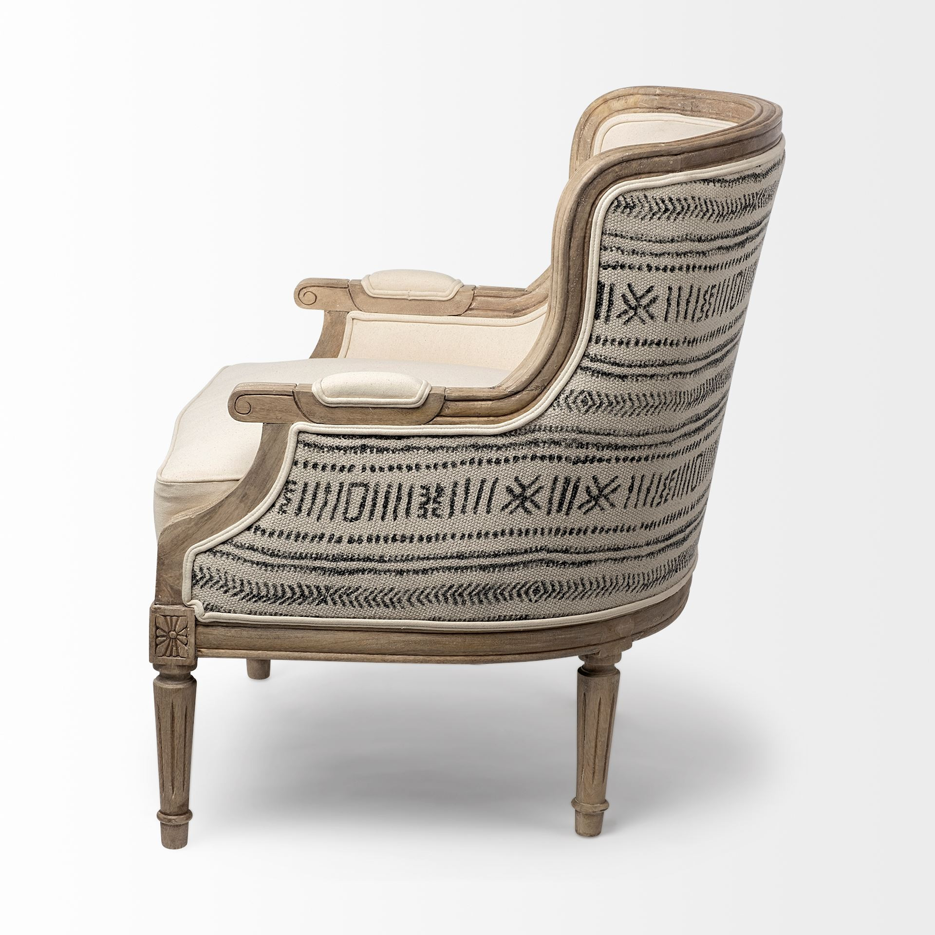 30" Black And Wood Brown Leather Arm Chair - Image 2