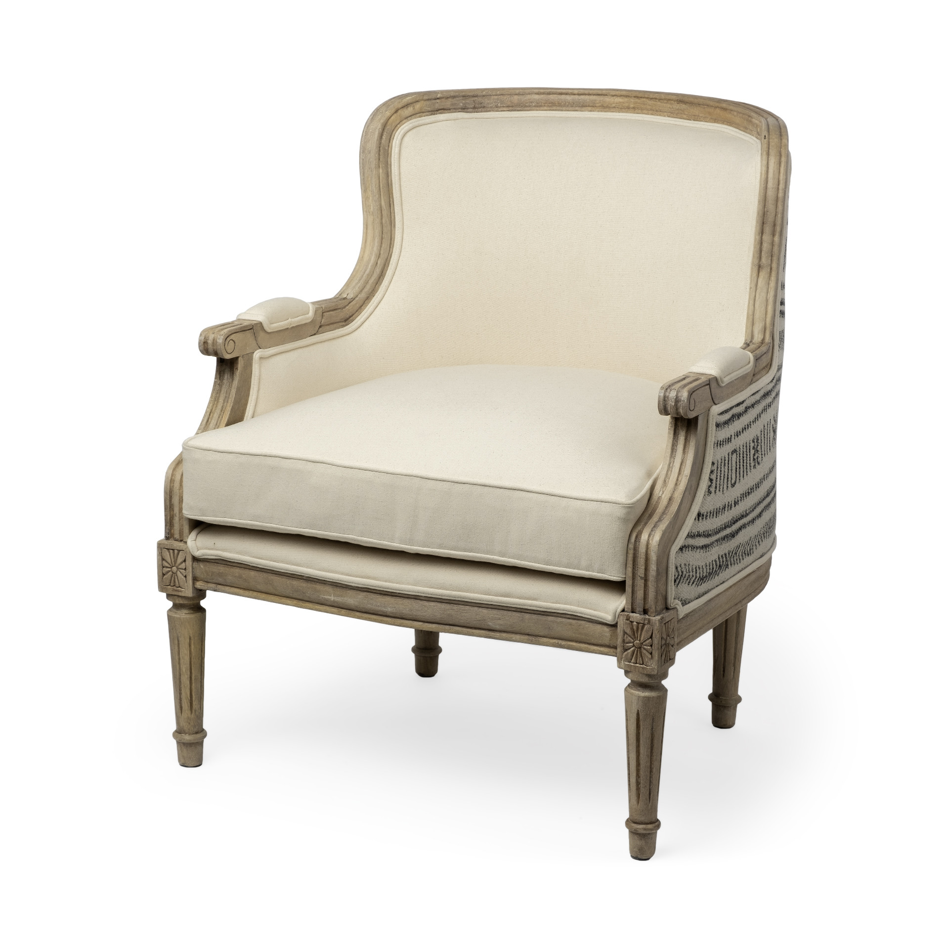 30" Black And Wood Brown Leather Arm Chair - Image 7
