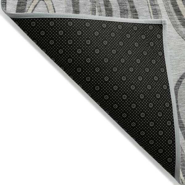 5' X 8' Gray Charcoal And Ivory Abstract Washable Indoor Outdoor Area Rug
