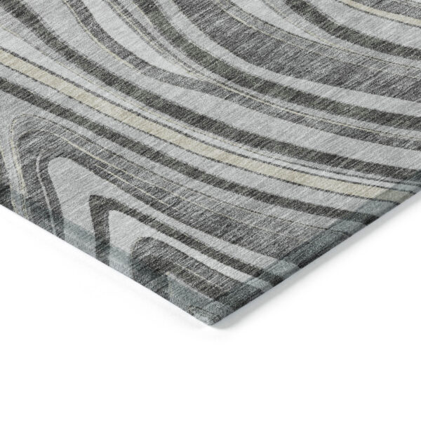 5' X 8' Gray Charcoal And Ivory Abstract Washable Indoor Outdoor Area Rug