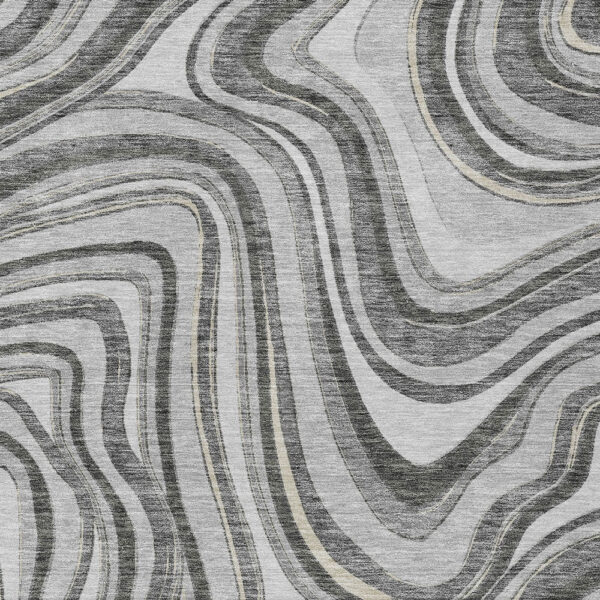 5' X 8' Gray Charcoal And Ivory Abstract Washable Indoor Outdoor Area Rug
