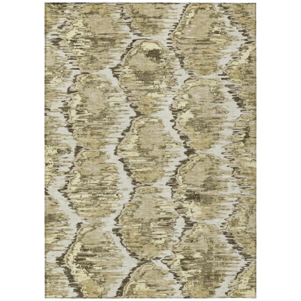 10' X 14' Taupe Brown And Beige Abstract Washable Indoor Outdoor Area Rug