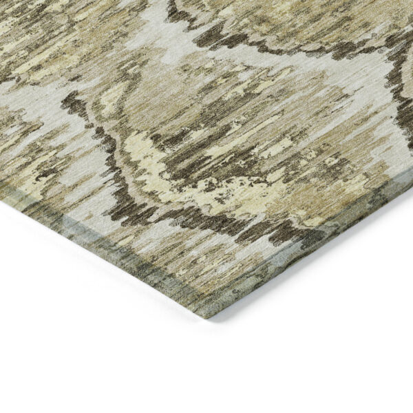 10' X 14' Taupe Brown And Beige Abstract Washable Indoor Outdoor Area Rug