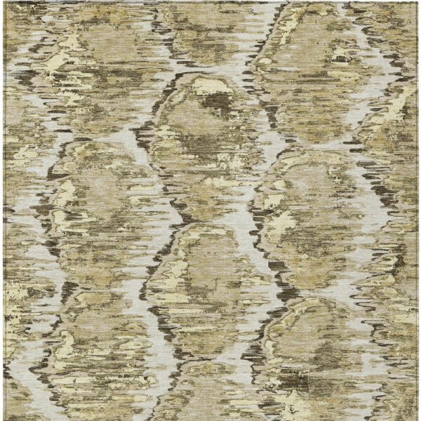 10' X 14' Taupe Brown And Beige Abstract Washable Indoor Outdoor Area Rug