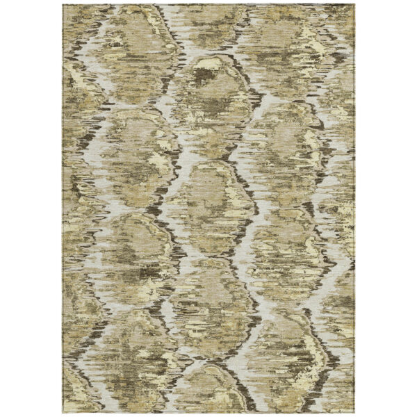 10' X 14' Taupe Brown And Beige Abstract Washable Indoor Outdoor Area Rug