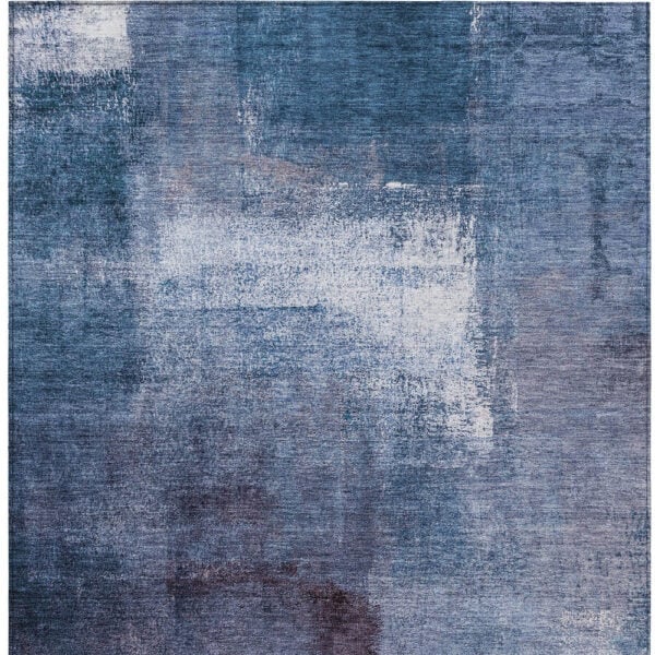 8' X 10' Navy Blue And Sky Blue Abstract Washable Indoor Outdoor Area Rug