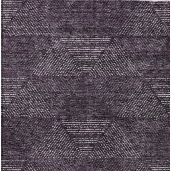 8' X 10' Eggplant Purple And Gray Geometric Washable Indoor Outdoor Area Rug