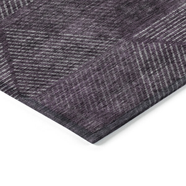 8' X 10' Eggplant Purple And Gray Geometric Washable Indoor Outdoor Area Rug
