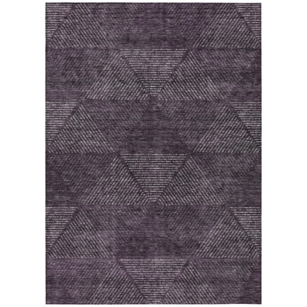 8' X 10' Eggplant Purple And Gray Geometric Washable Indoor Outdoor Area Rug