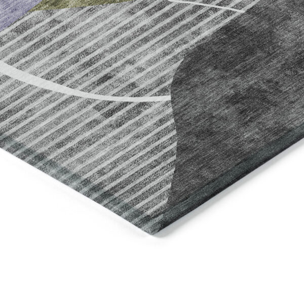 9' X 12' Olive Green Gray And Charcoal Abstract Washable Indoor Outdoor Area Rug