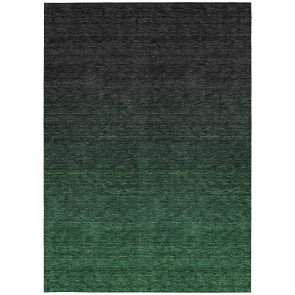 10' X 14' Emerald And Charcoal Abstract Washable Indoor Outdoor Area Rug