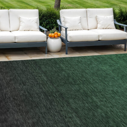 10' X 14' Emerald And Charcoal Abstract Washable Indoor Outdoor Area Rug
