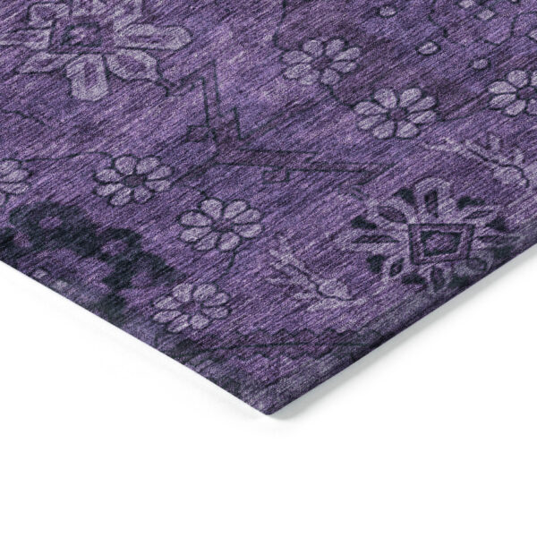 10' X 14' Eggplant Purple And Plum Floral Washable Indoor Outdoor Area Rug