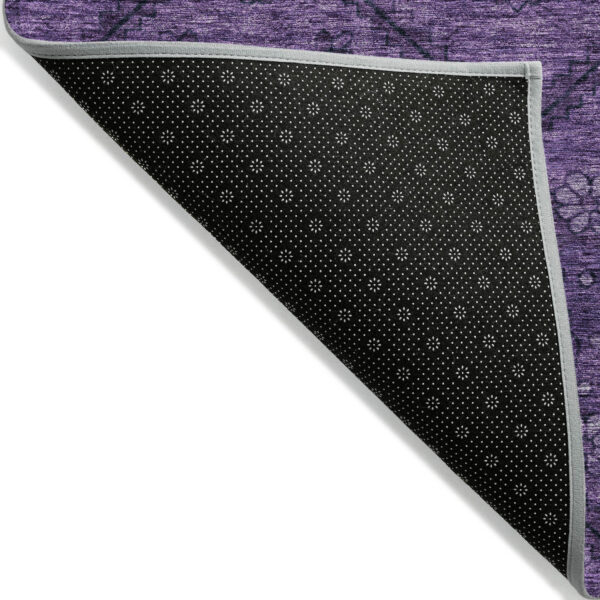 10' X 14' Eggplant Purple And Plum Floral Washable Indoor Outdoor Area Rug