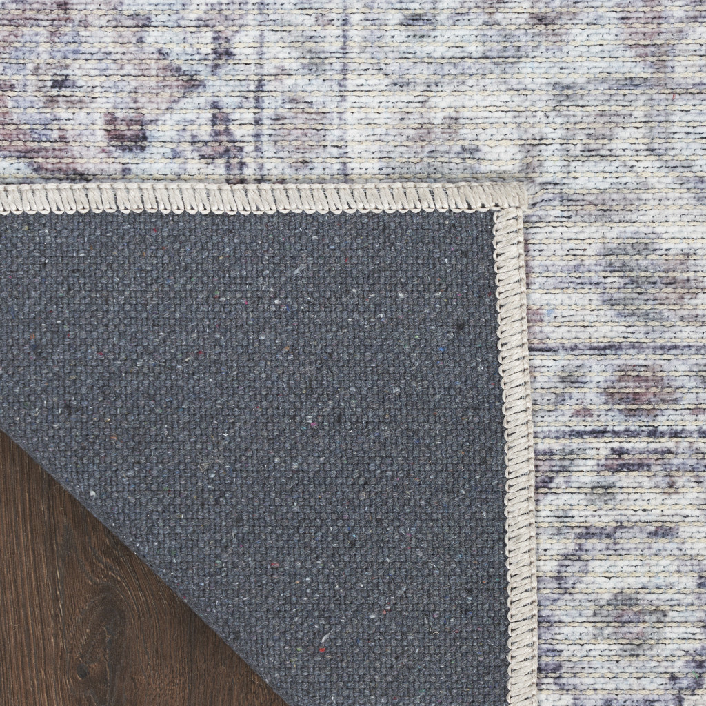 6' X 9' Blue And Pink Floral Power Loom Distressed Washable Area Rug - Image 5