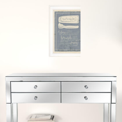Brush Teeth 2 White Framed Print Wall Art