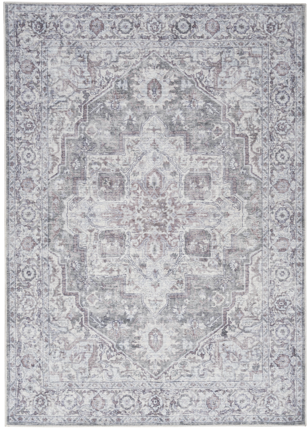 6' X 9' Blue And Pink Floral Power Loom Distressed Washable Area Rug - Image 8