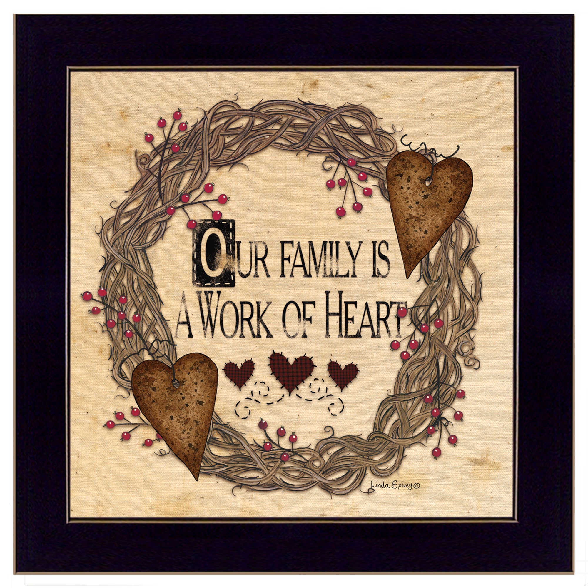 Our Family Is A Work Of The Heart Black Framed Print Wall Art - Image 3