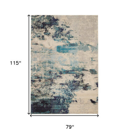 7' X 10' Ivory Abstract Power Loom Area Rug