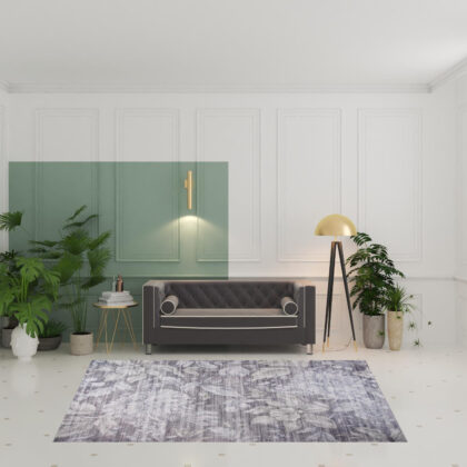 7' x 10' Gray and White Floral Area Rug