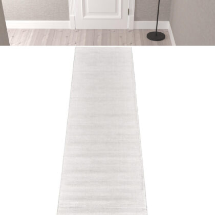 10' White Hand Woven Distressed Runner Rug