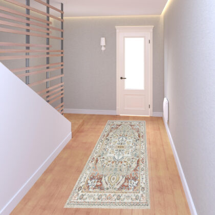 8' Ivory Abstract Runner Rug