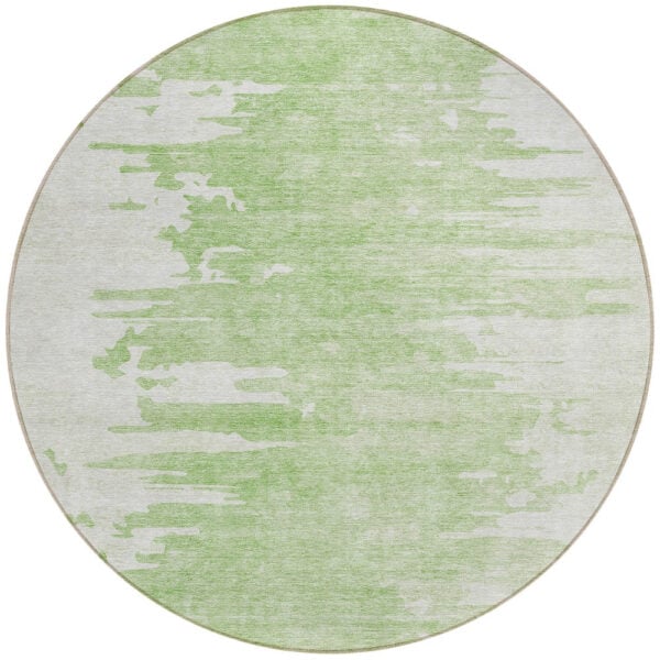 8' Green And Mint Green Round Abstract Washable Indoor Outdoor Area Rug
