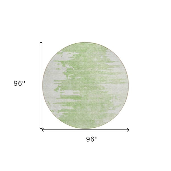 8' Green And Mint Green Round Abstract Washable Indoor Outdoor Area Rug