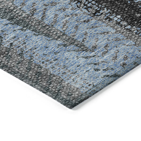 10' X 14' Blue Gray And Charcoal Botanical Leaves Washable Indoor Outdoor Area Rug