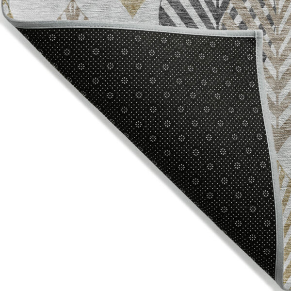 8' X 10' Silver Gray And Gold Floral Washable Indoor Outdoor Area Rug