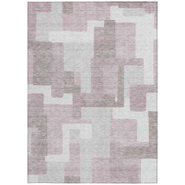 3' X 5' Blush Gray And Ivory Abstract Washable Indoor Outdoor Area Rug