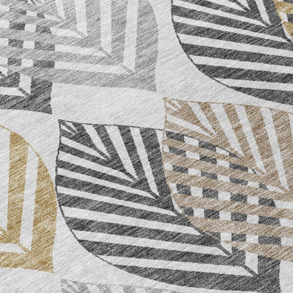 8' X 10' Silver Gray And Gold Floral Washable Indoor Outdoor Area Rug