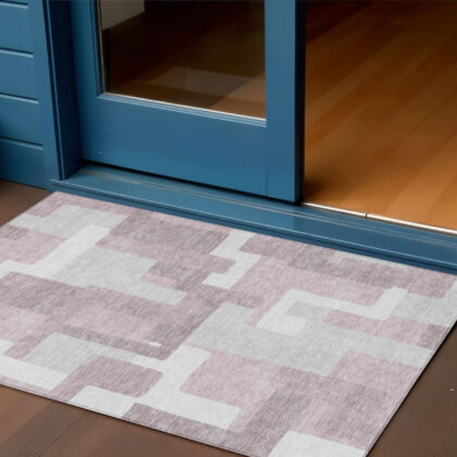 3' X 5' Blush Gray And Ivory Abstract Washable Indoor Outdoor Area Rug