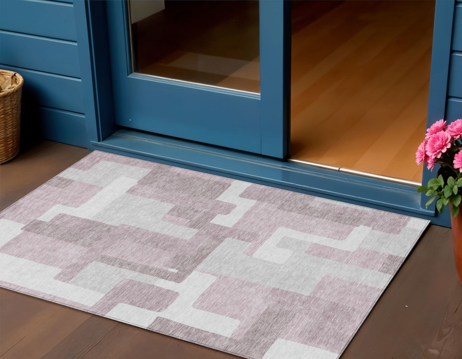 3' X 5' Blush Gray And Ivory Abstract Washable Indoor Outdoor Area Rug - Image 8