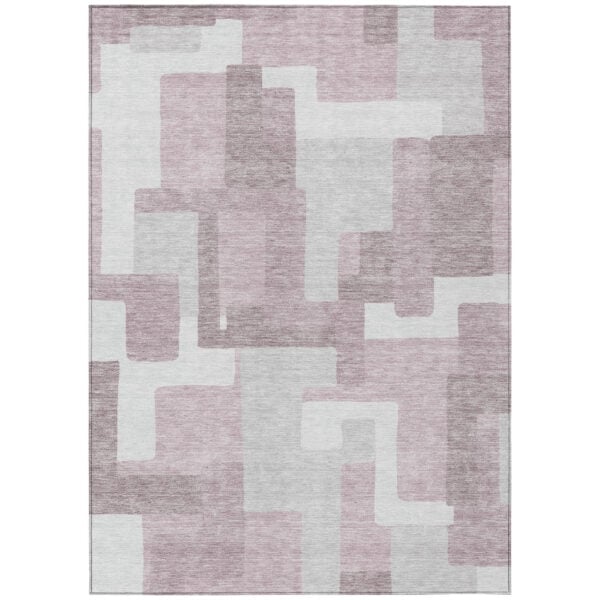 3' X 5' Blush Gray And Ivory Abstract Washable Indoor Outdoor Area Rug