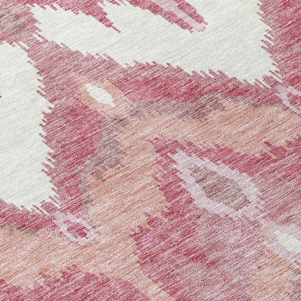5' X 8' Blush Mauve And Ivory Ikat Washable Indoor Outdoor Area Rug