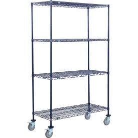 Nexel® 4 Shelf Truck Nexelon® 30""W x 18""D x 80""H Polyurethane Swivel Casters 2 Brake