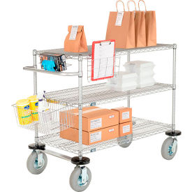 Nexelate® Curbside Cart w/3 Wire Shelves & Pneumatic Casters 30""L x 18""W x 43""H