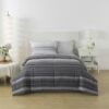 Mainstays All in One Reversible Comforter and Sheet Set, 5 Piece, Twin, Gray Stripe