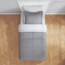 Mainstays All in One Reversible Comforter and Sheet Set, 5 Piece, Twin, Gray